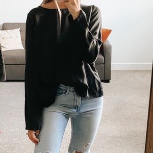 Wilfred Free black open button back cupro blouse